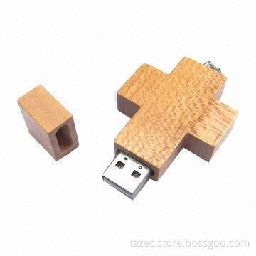Wooden USB Flash Drive with Exquisite Artifice, Supports Multiple Languages